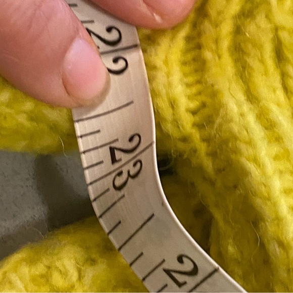 Anthropologie  yellow Lime Bia Mock Neck Tunic Sweater Alpaca blend Texture Knit - Picture 11 of 13